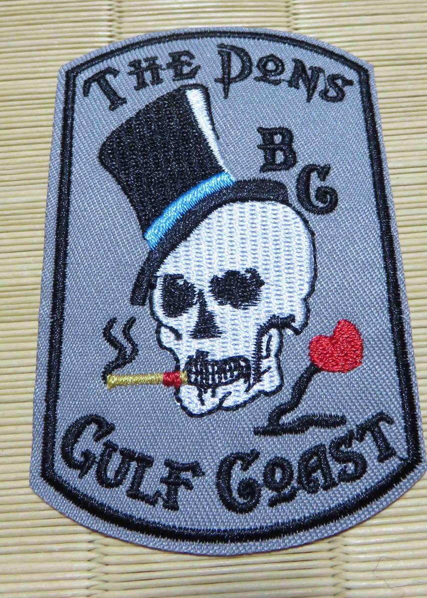 圧着IR髑髏紳士灰黒■新品ハット帽子喫煙THE DONS BC GULF COASTガルフ海岸　アメリカ　ドクロ刺繍ワッペン■バイク◇ミリタリー◎衣服DIY_画像1