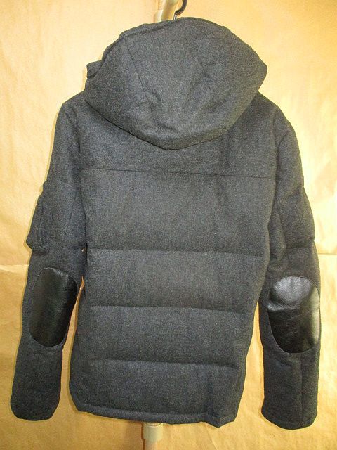 wjk FINE WOOL MIL-DOWN レザー　エルボーパッチ　フード　ダウン　ジャケット　M_画像2