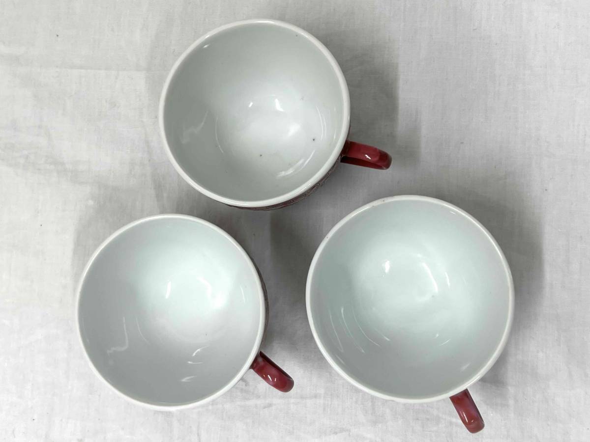中国 景徳鎮製 花唐草文 大皿１枚 中皿５枚 カップ３客 中国美術 食器 陶磁器 中華絵皿の画像8