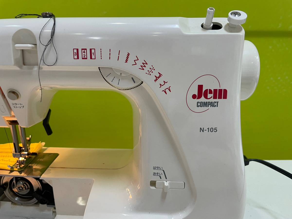 ジャンク品 JANOME(ジャノメ）家庭用ミシン Jem COMPACT N-105《MODEL 639型》取扱説明書付き 通電・試し縫い確認済み  1円スタート
