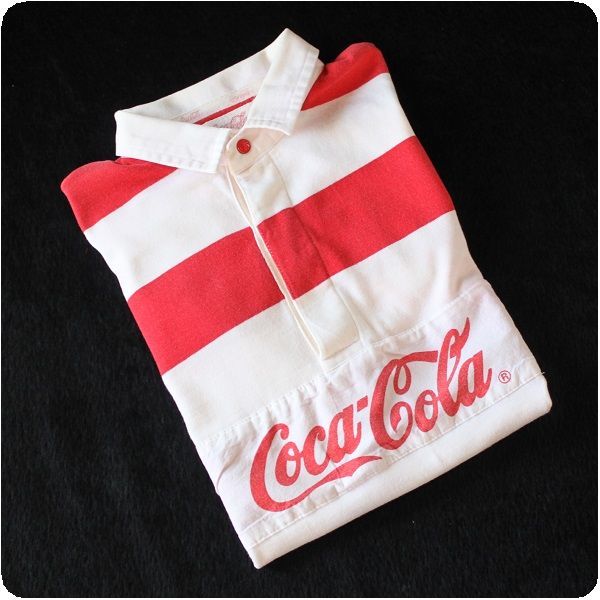 ★ 90's Coca-Cola コカコーラ ラガーシャツ 赤/白 企業物 非売品 ★の画像7