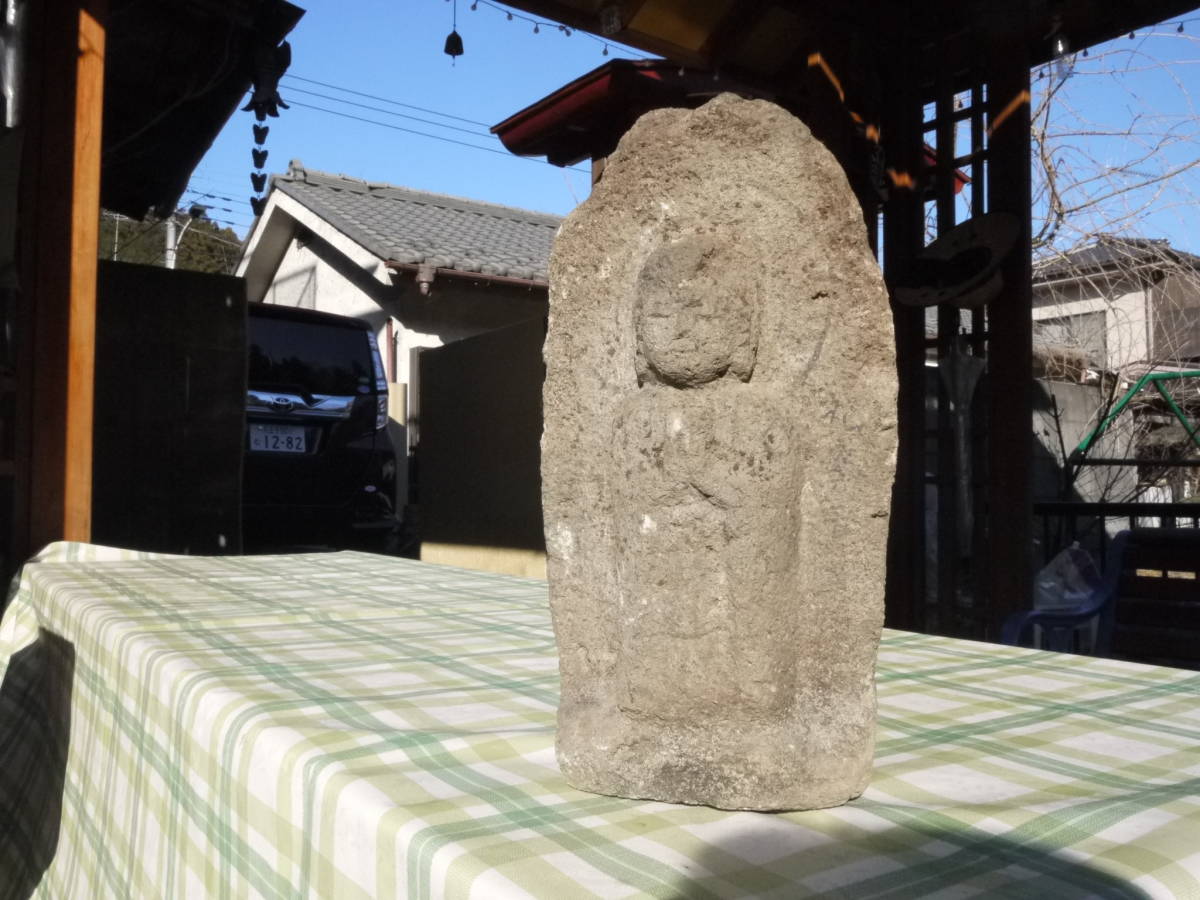 TS30106】石仏 古い地蔵菩薩 お地蔵様 「高さ31cm 重さ12kg」時代 江戸