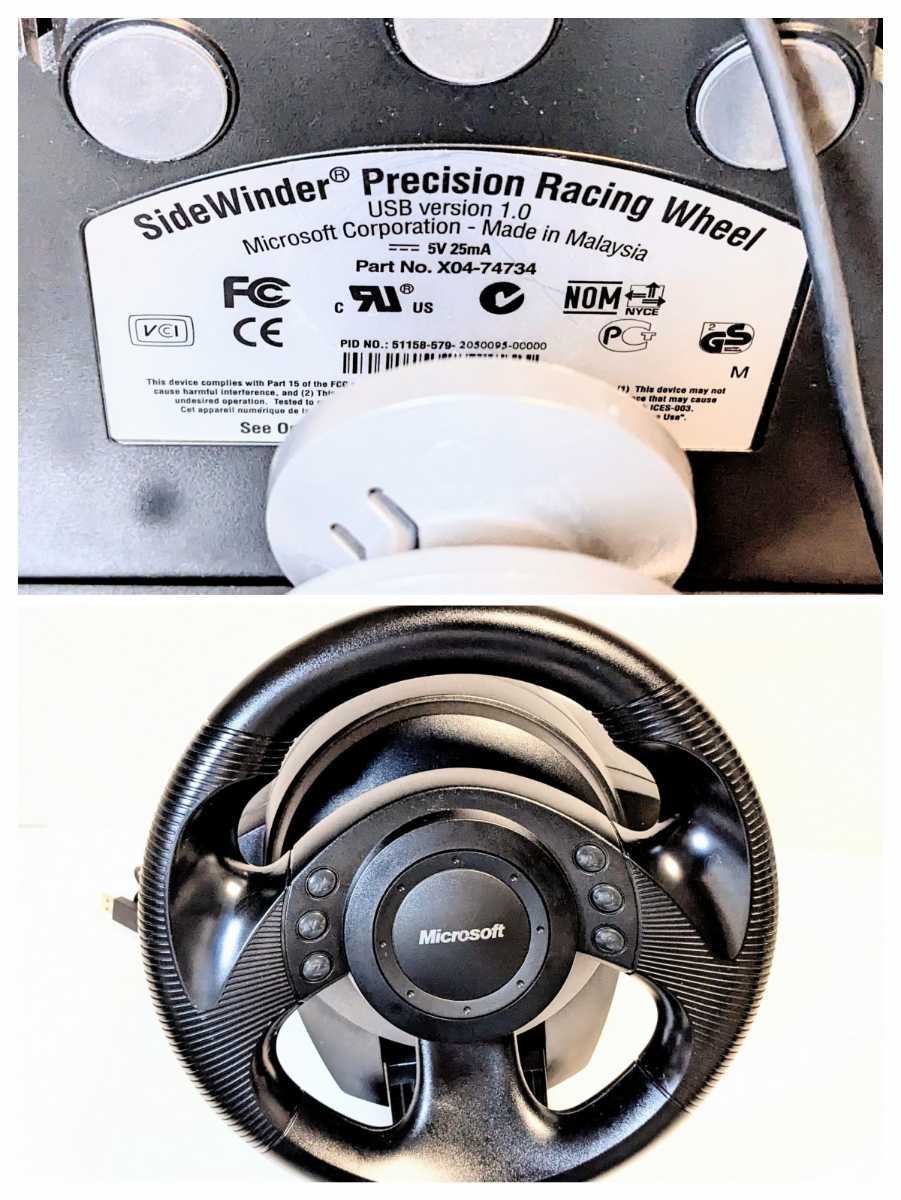  steering gear only operation verification settled * Microsoft [ side wonder |Side Winder Precision Racing Wheel] No.x04-74734 USB controller 