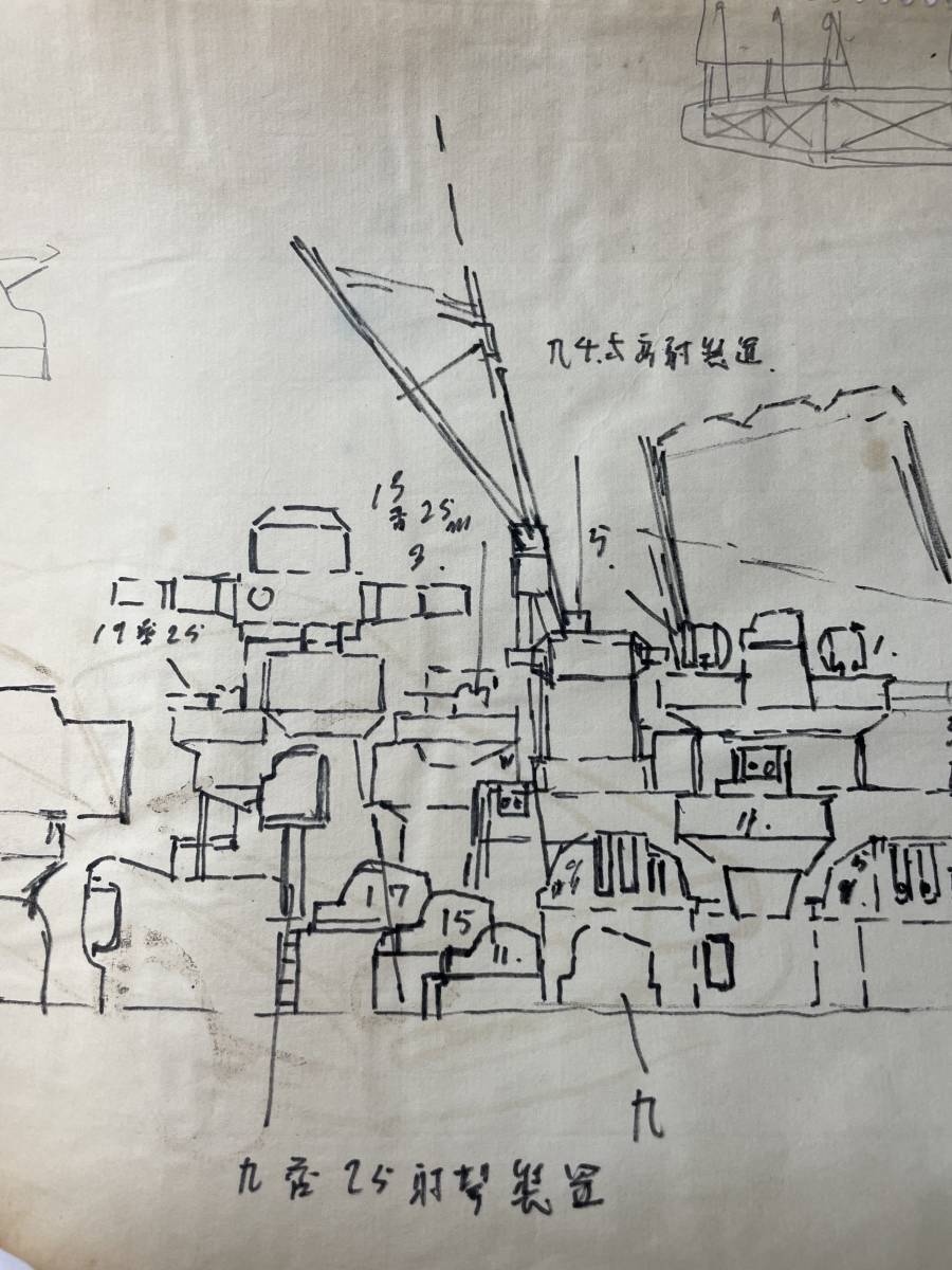 小松崎茂 直筆 スケッチ 戦艦 オリジナル 戦争 ビンテージ アンティーク 直筆画の画像4