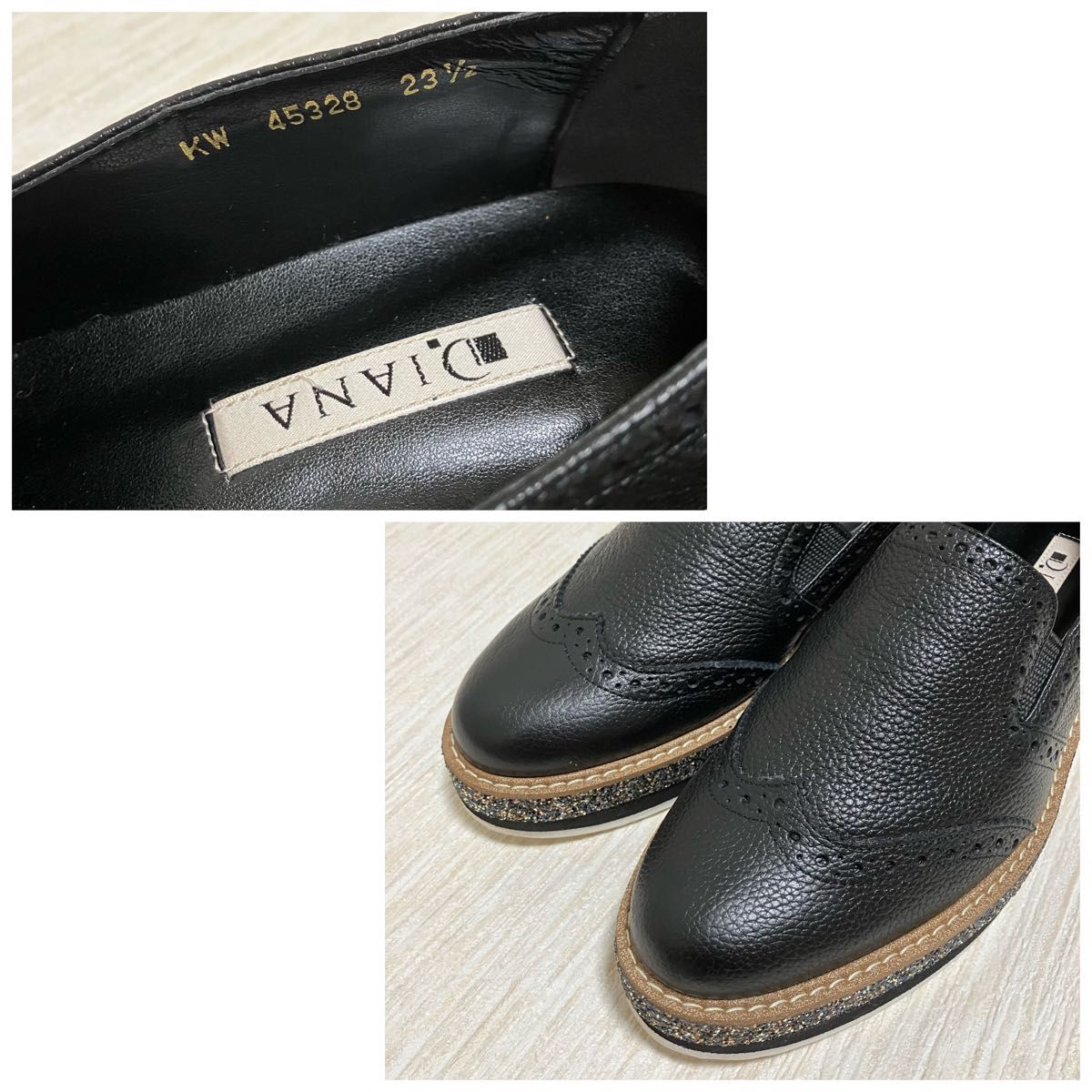 美品】ダイアナ 厚底 ローファー スニーカー 23 5 グリッター 美品】ダイアナ 厚底 ローファー スニーカー 23 5 グリッター