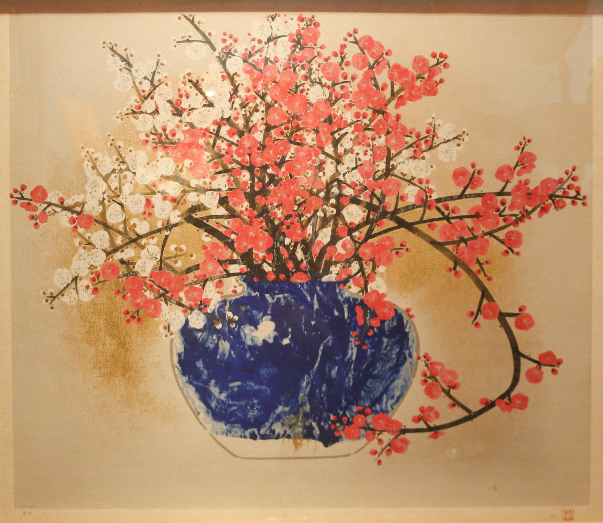 文化勲章受賞作家*おすすめ作品! 前田青邨 作 「紅白梅に山雀 文化勲章受賞作家*おすすめ作品! 前田青邨 作 「紅白梅に山雀