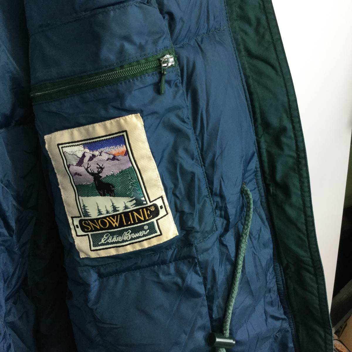 90s エディーバウアー eddiebauer ダウンジャケット ダウンパーカー グリーン系 グースダウン レディースMサイズ snow line vintage 90s