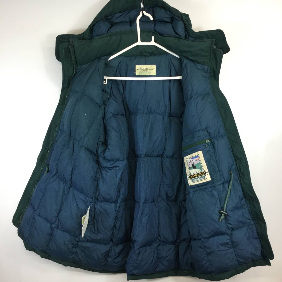 90s エディーバウアー eddiebauer ダウンジャケット ダウンパーカー グリーン系 グースダウン レディースMサイズ snow line vintage 90s