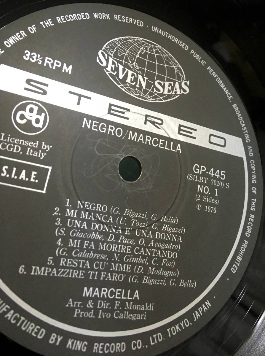 LP【Negro ネグロ】Marcella(マルチェラ カンツォーネ)_画像5