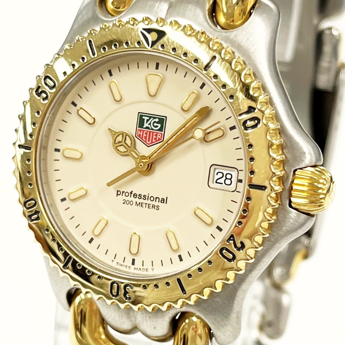 TAG HEUER タグホイヤー WG1221-KO セル プロフェッショナル SS×GP ベージュ文字盤 クオーツ メンズ 147596 腕時計