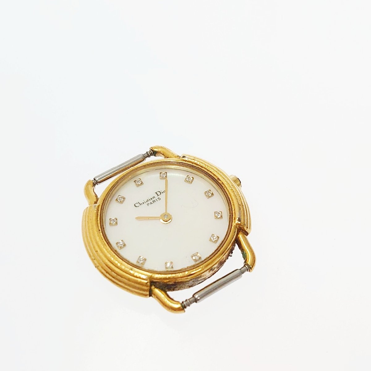 【良品】 Christian Dior クリスチャンディオール 53.121.2 GP シェル文字盤 12Pダイヤ QZ レディース 147619 腕時計
