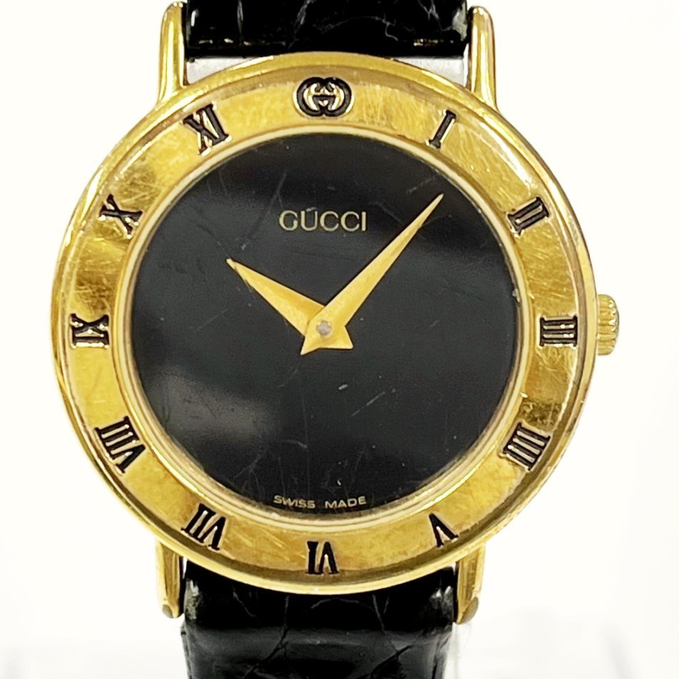 GUCCI グッチ 3000.2L 腕時計 ブラック ゴールド