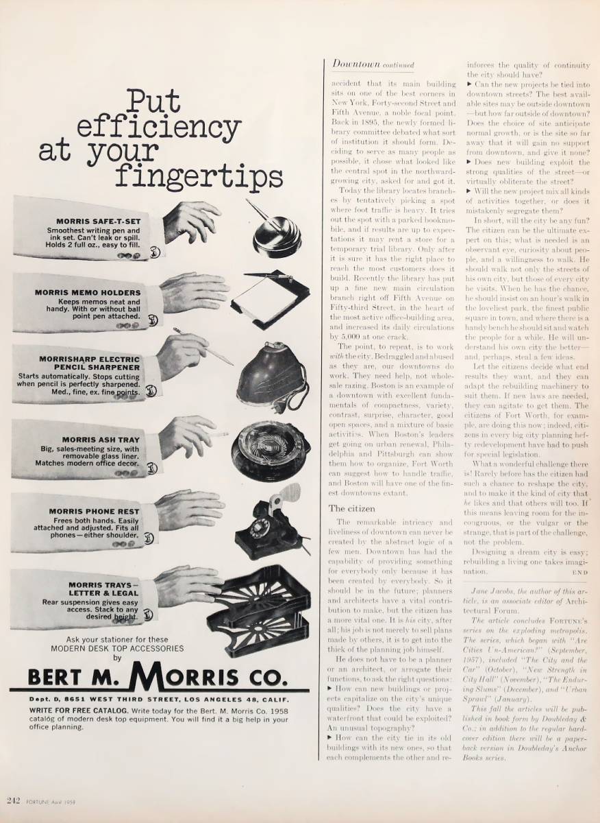 Bert. M. Morris Co. 卓上 アクセサリー 広告 1950年代 欧米 雑誌広告 ビンテージ ポスター風 インテリア LIFE アメリカ 50s_画像1