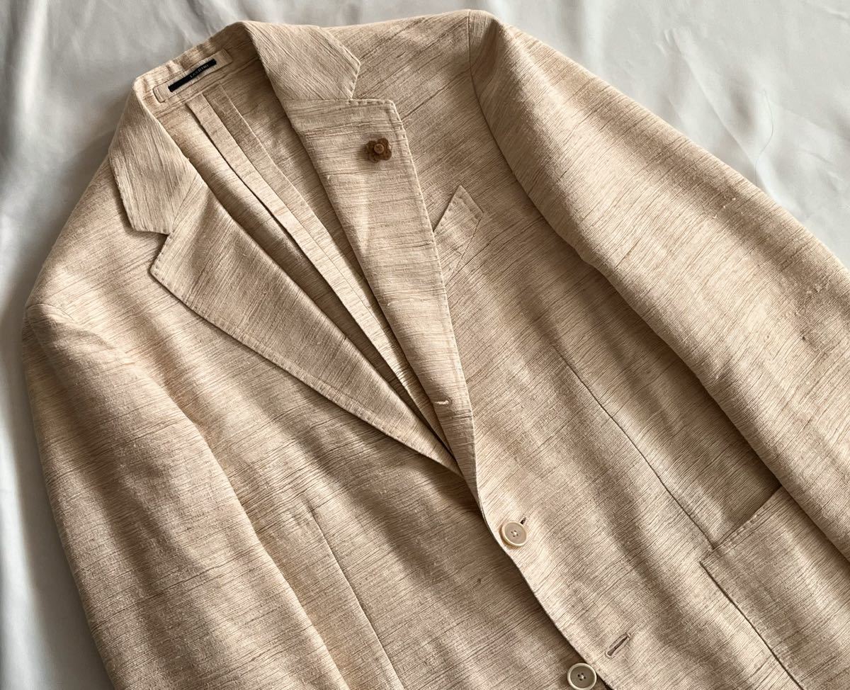 LARDINI 近年ロゴ ラルディーニ サイズ 46 テーラードジャケット アイボリー系 シルク 100% S〜M イタリア製 mobarakya.com