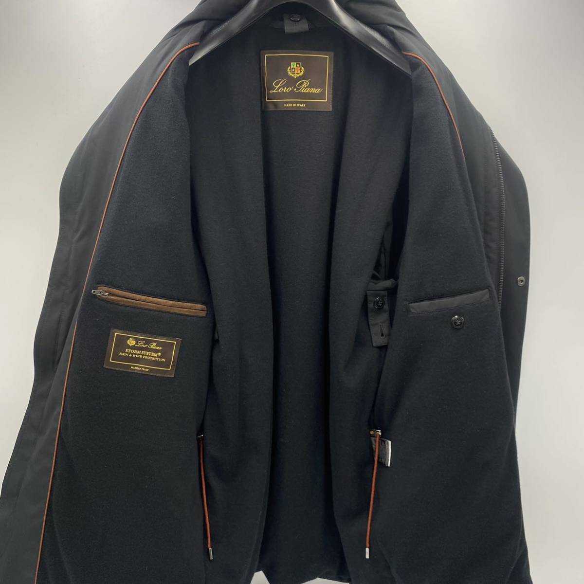 超高級 Loro Piana ロロピアーナ ストームシステム 中綿コート ジャケット スタンドカラー 裏地カシミヤ100% 黒 S ゆったり メンズ b174_画像4