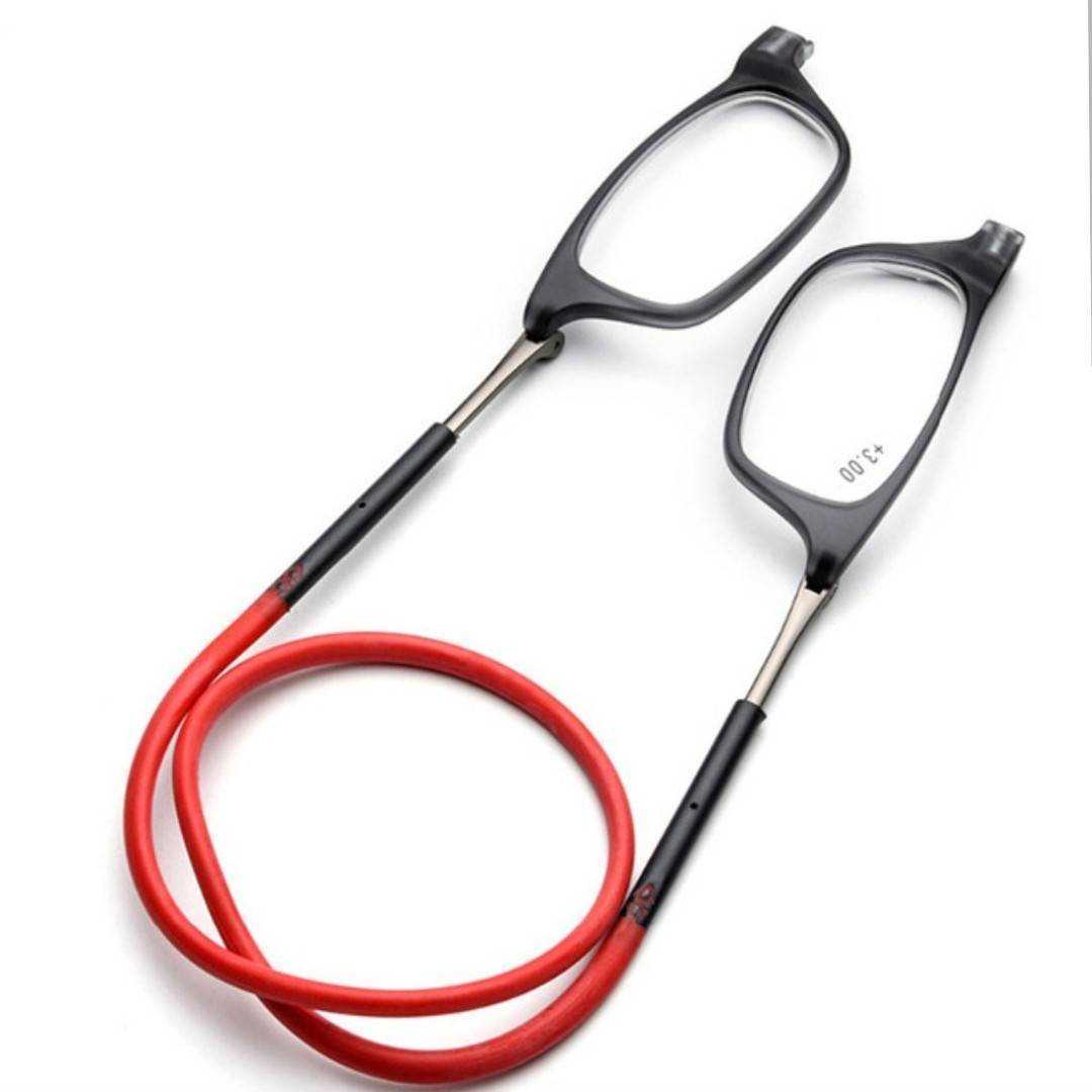 ホットセール 老眼鏡 シニアグラス 磁石着脱 形状記憶ロープ式 +2.0