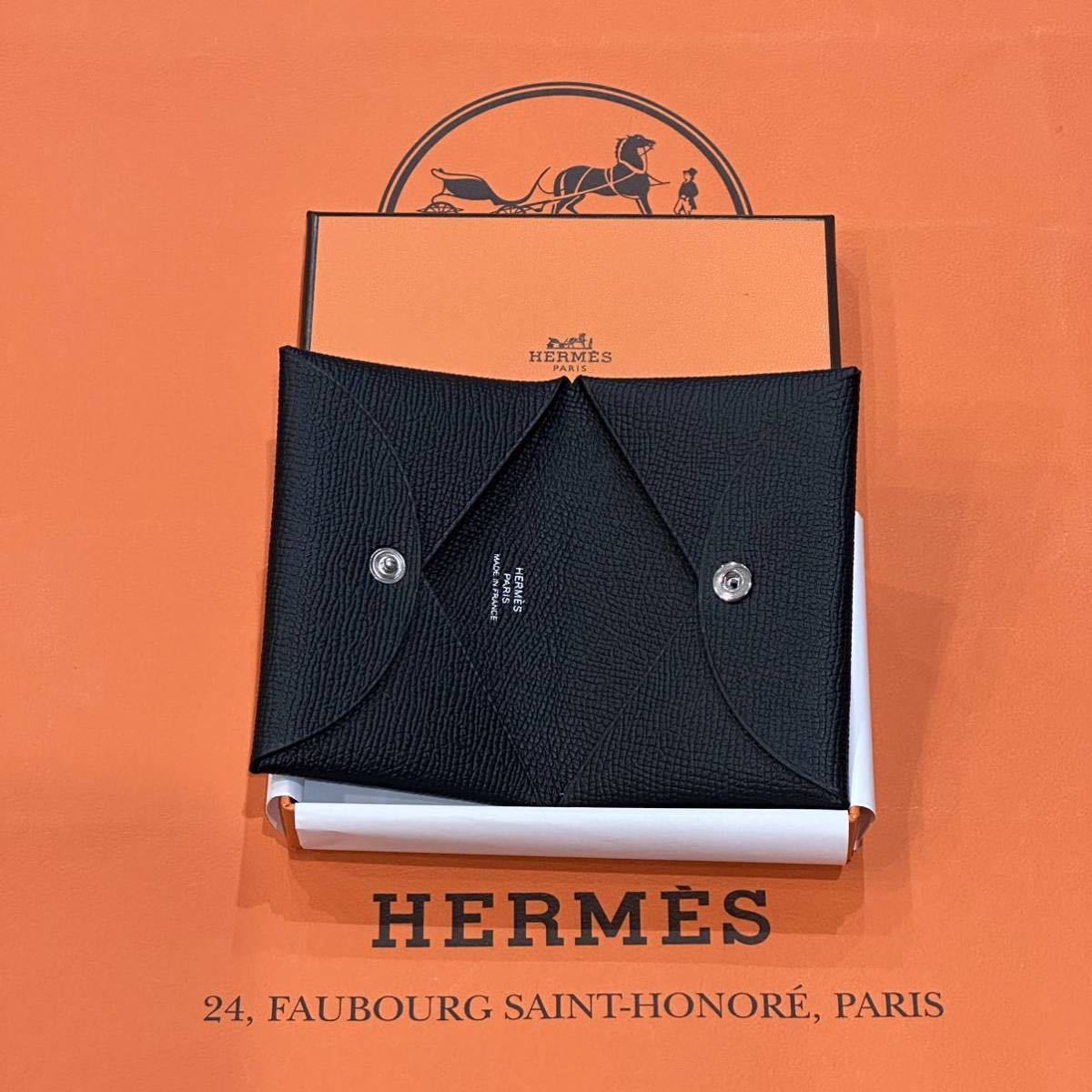 新品未使用 HERMES エルメス カルヴィ ブラック コインケース カード