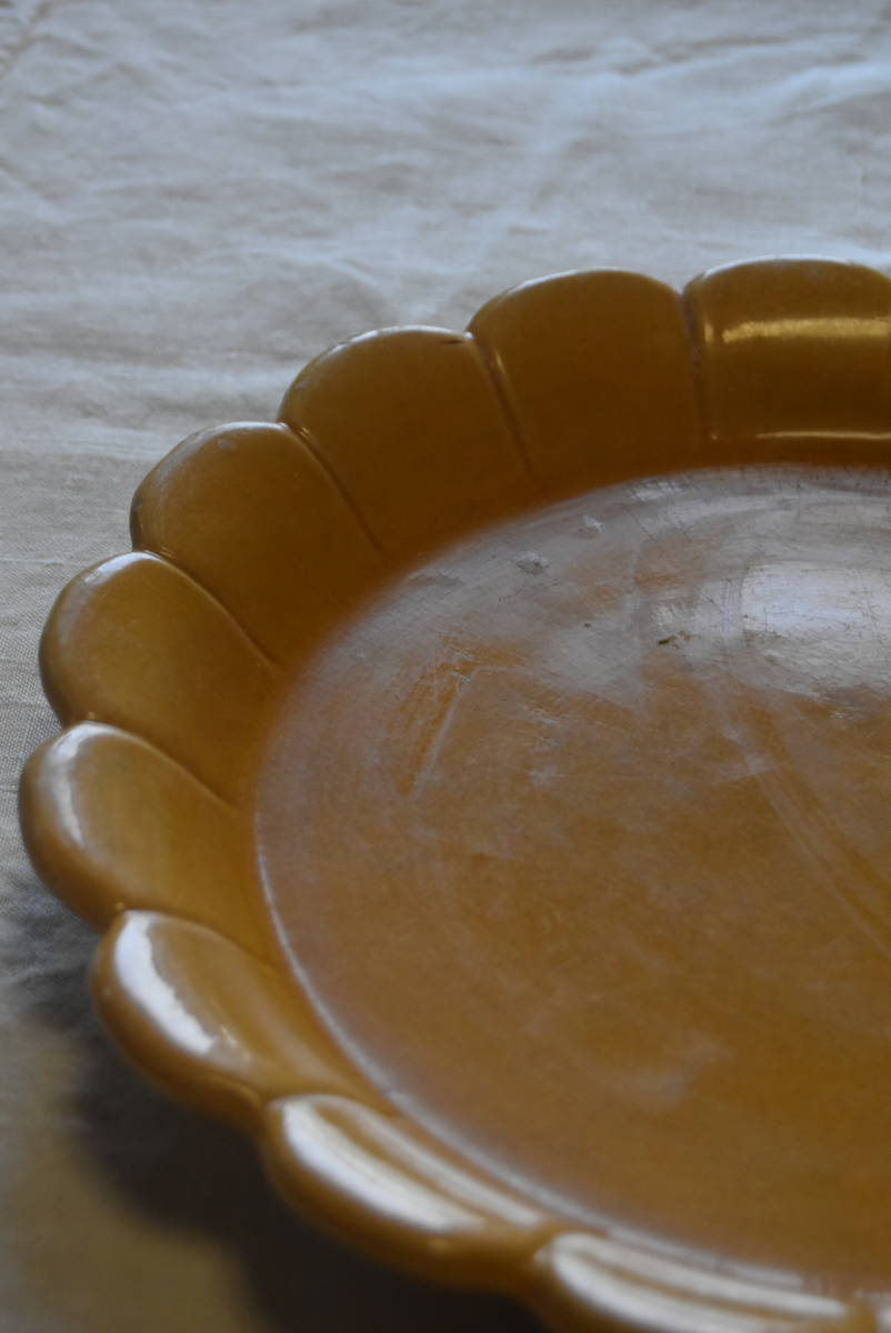 19世紀ピション窯　黄釉の輪花皿　美品_画像9