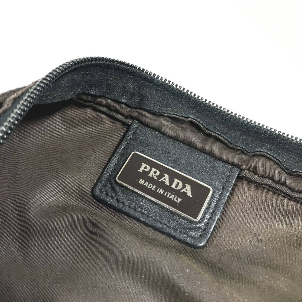 【プラダ】本物 PRADA ショルダーバッグ 三角ロゴプレート 斜め掛け ポシェット ナイロン メンズ レディース イタリア製_画像10