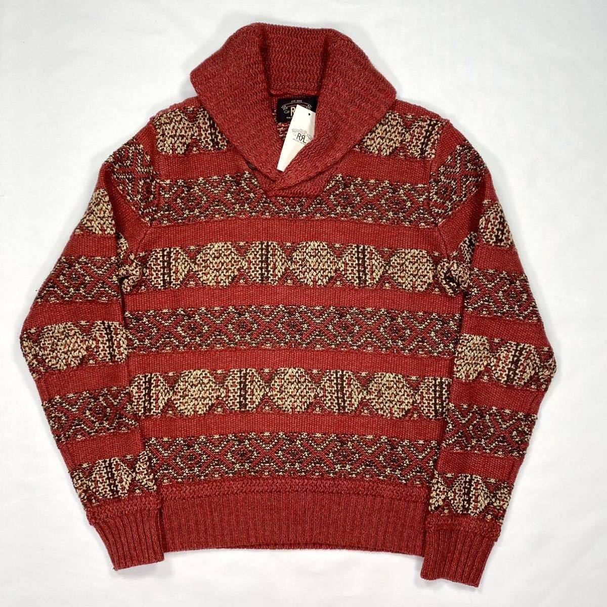 新品！119900円 RRL Intarsia-Knit Linen-Blend Sweater ダブルアールエル インターシャニット リネンブレンド ショールカラーセーターM