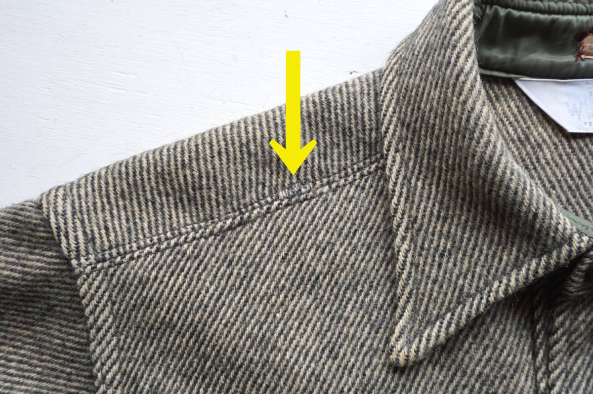 1970s ヴィンテージ Woolrich ケープコート型ウールシャツジャケット L 白黒 斜めストライプ ウールリッチ ダブルマッキーノ CPO USA 古着_画像7