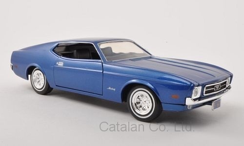 1/24 フォード ムスタング マスタング スポーツルーフ 青 ブルー Ford Mustang Sportsroof metalic blue 1971 1:24 Motormax 梱包サイズ80_画像1