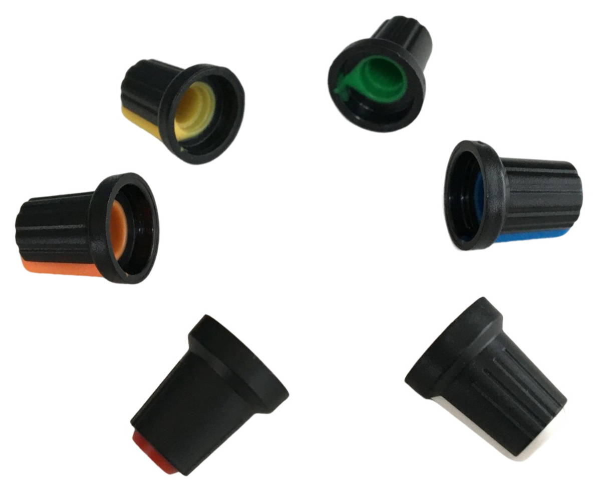 # volume for knob 6 piece set ( red / orange / yellow / green / blue / white ) inside diameter 6mm [ volume knob ]
