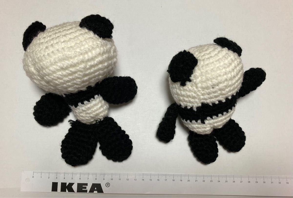 手作り　パンダの編みぐるみ　2匹セット　
