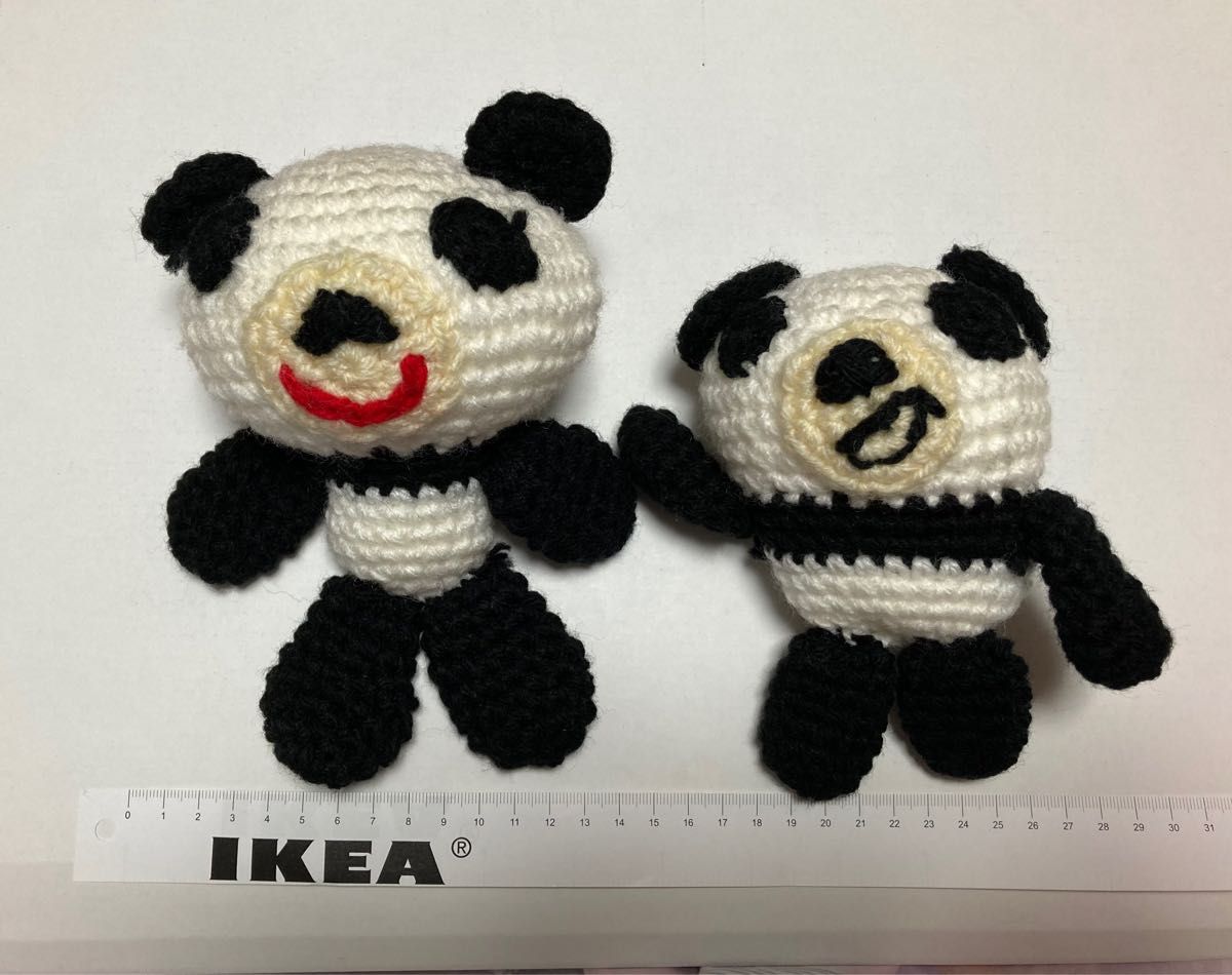 手作り　パンダの編みぐるみ　2匹セット　