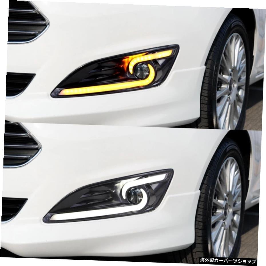 フォードフィエスタ用カーフラッシング1セット201320142015 2016LEDDRLデイタイムランニングライトウインカー付きフォグランプLED黄色 Car_画像5