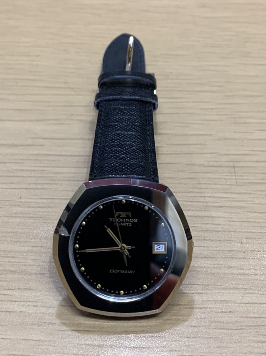 TECHNOS Borazon ゴールド×ブラック　腕時計　美品