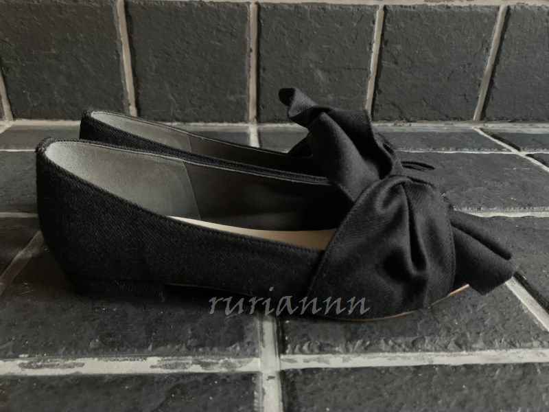 Au BANNISTERoubani Star ribbon pumps 39 24.5cm black black 