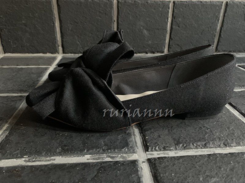 Au BANNISTERoubani Star ribbon pumps 39 24.5cm black black 