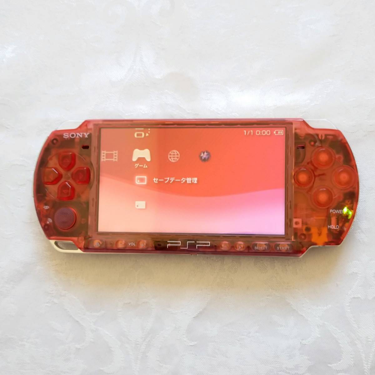 【美品】【カスタム】PSP 3000 すぐ遊べるセット(クリアレッド)