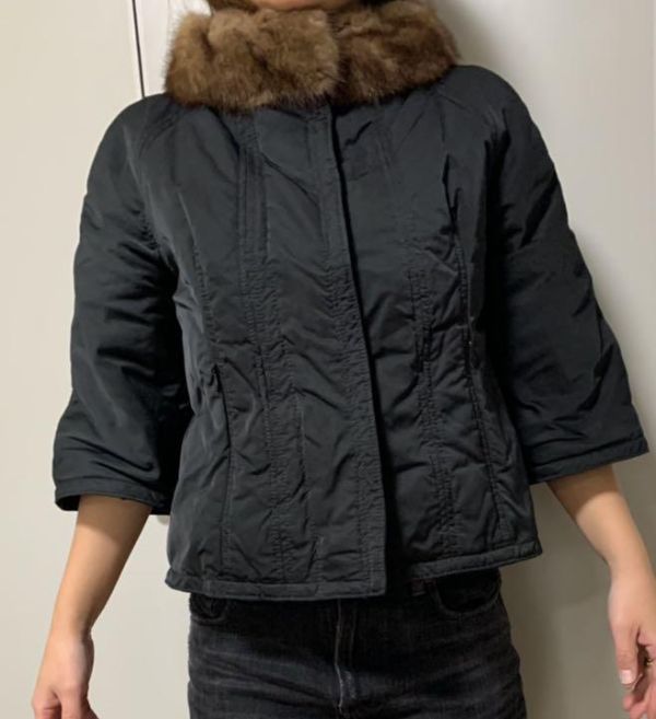 レア】美品 モンクレール ファー付き ダウンジャケット 黒 サイズ00 6分丈-