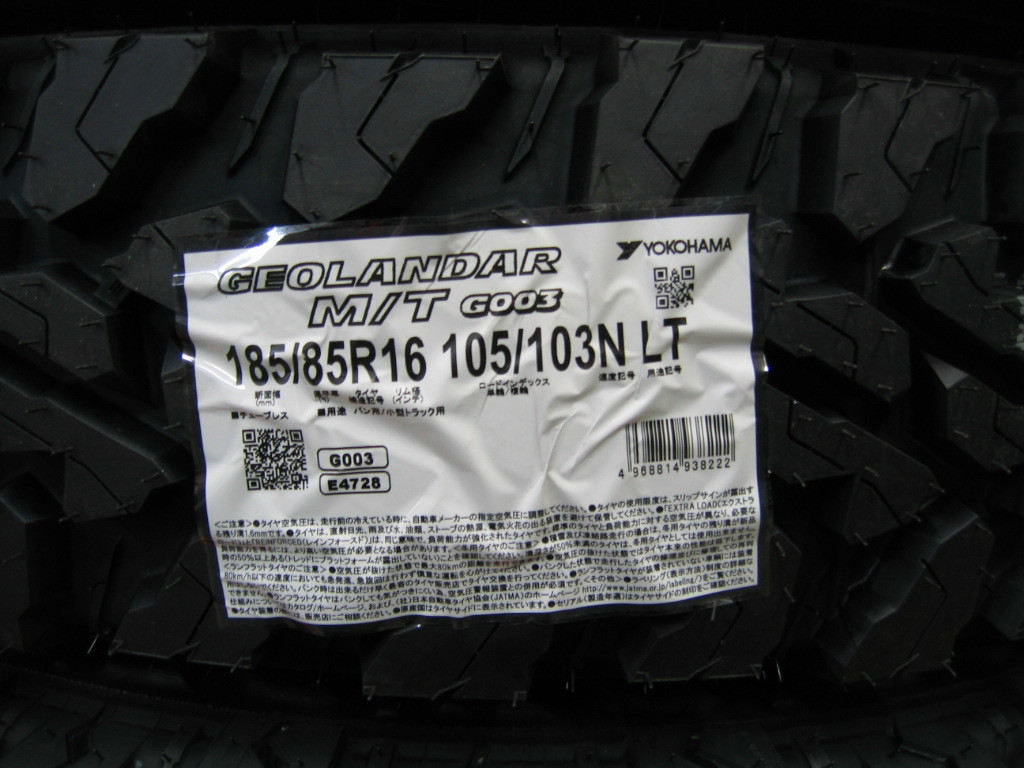 ジムニー用 ヨコハマ タイヤ ジオランダー MT M/T G003 185/85R16 185/85-16 ＆ アルミホイール レミューゼン ブラック 新品 4本 送料無料_ヨコハマタイヤ