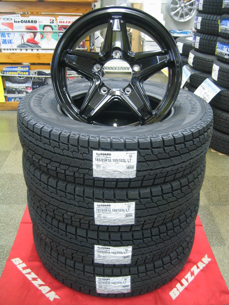 ジムニー用 ヨコハマ スタッドレス タイヤ アイスガード SUV G075 185/85R16 185/85-16 ＆ アルミホイール ブラック 新品 税込み 送料無料_台数限定販売になります。