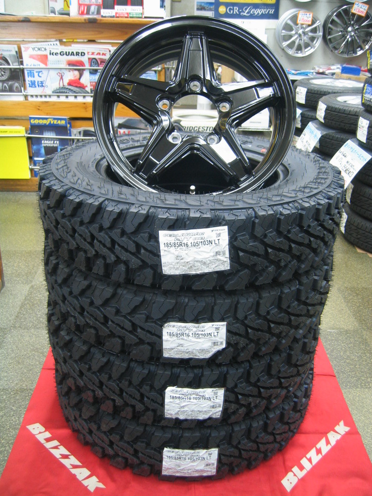 ジムニー用 ヨコハマ タイヤ ジオランダー MT M/T G003 185/85R16 185/85-16 ＆ アルミホイール レミューゼン ブラック 新品 4本 送料無料_台数限定販売になります。