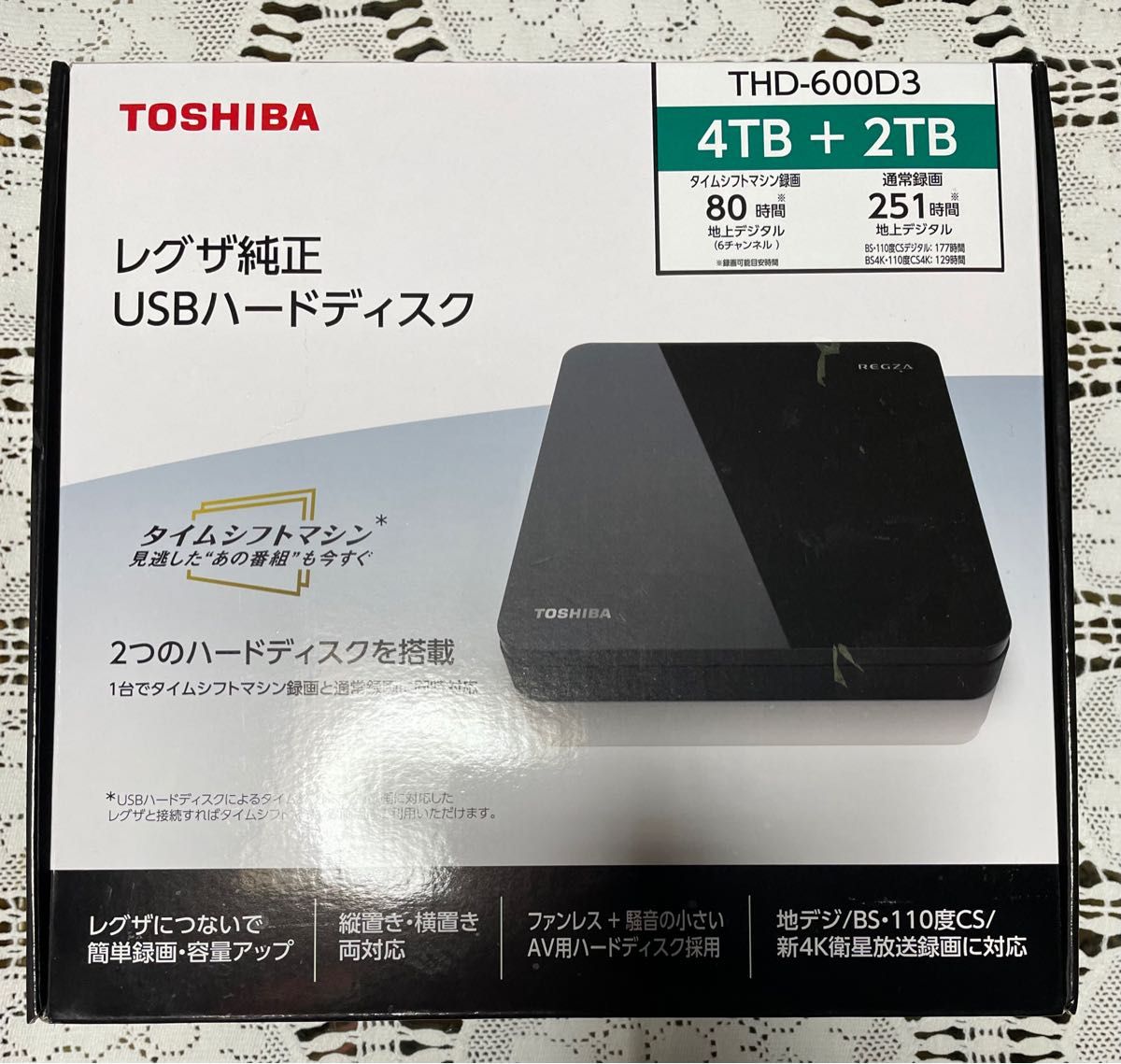 東芝 TOSHIBA レグザ純正 外付けUSBハードディスク 6TB 録画用HDD THD