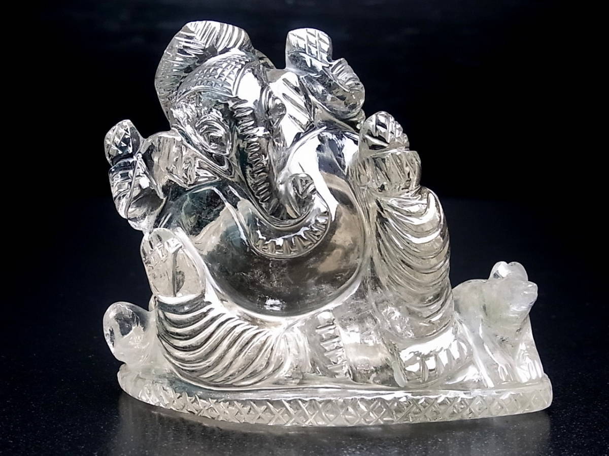 ネパール製 ヒマラヤ水晶で作られたガネーシャ像 寝そべるガネちゃん Ⅹ【価格交渉可】