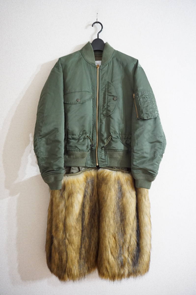 未使用 TOGA PULLA 2021AW ファードッキング MA-1 コート ブルゾン カーキ Nylon twill coat with fur ボア