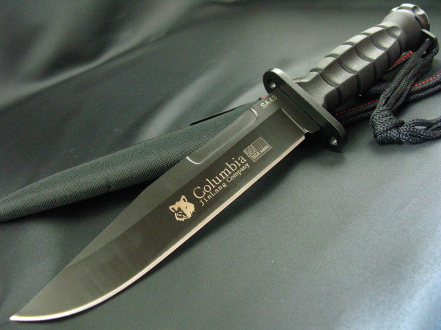 COLUMBIA KNIFE コロンビアナイフ 高品質 サバイバルシースナイフ ブラックラバーハンドル タクティカル アウトドア キャンプ SA43の画像1