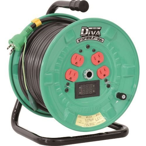 日動 電工ドラム デジタルドラム 標準型 電圧電流メーター付 過負荷漏電保護兼用 ３０ｍ [NPDMEK34]