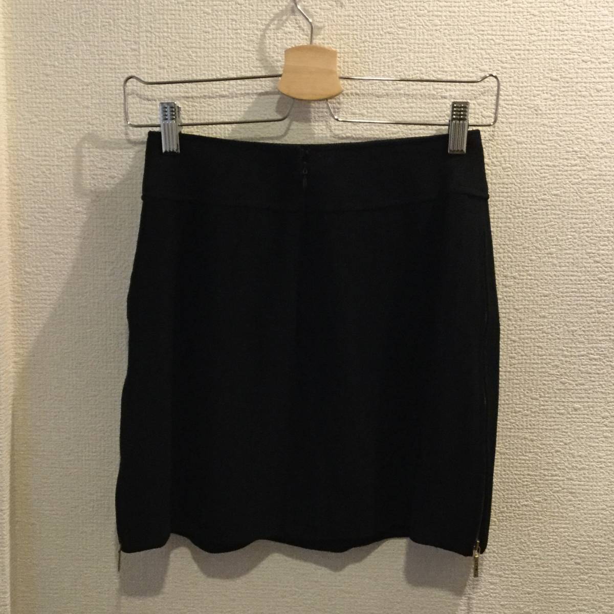  Chanel CHANEL with logo side Zip reverse side silk skirt 38/ bottom 