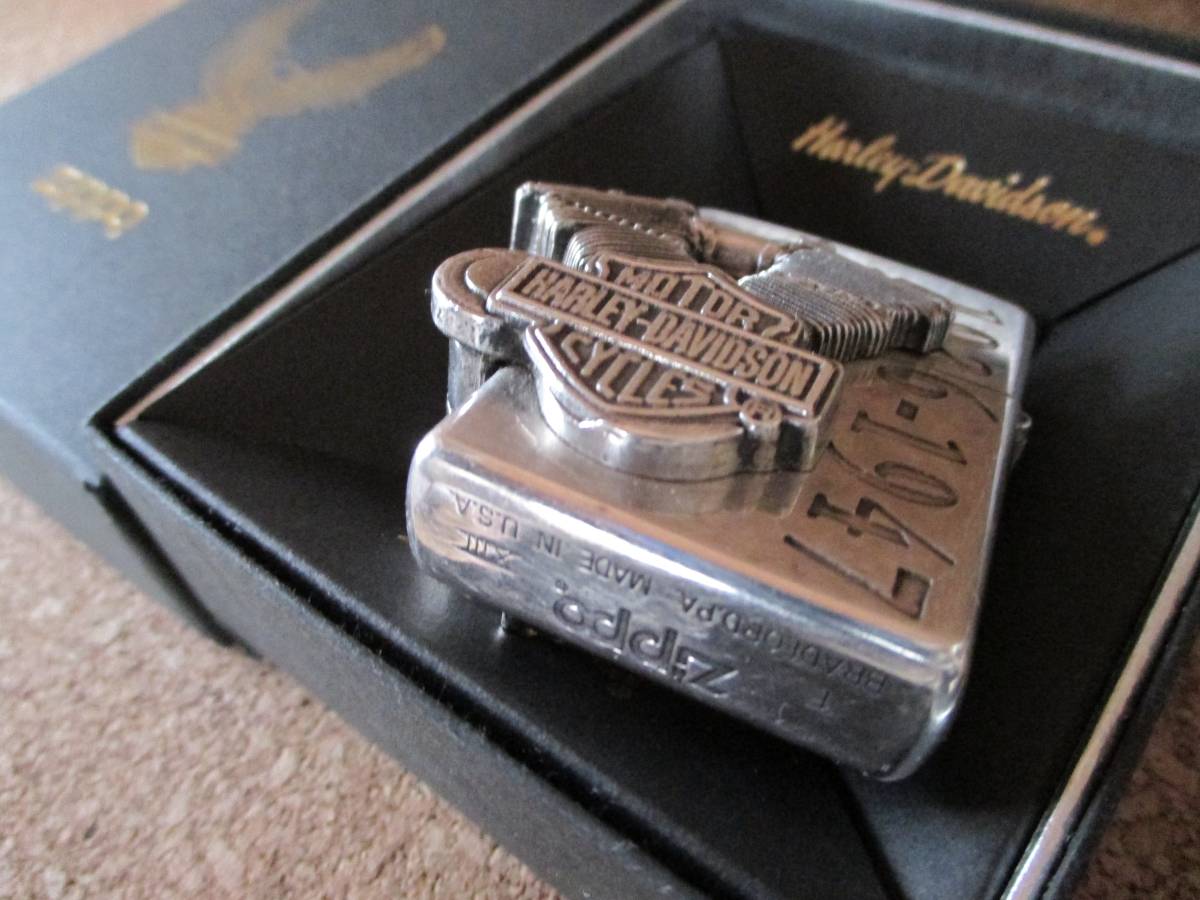 ZIPPO [ Harley Davidson Knuckle head engine type limited goods ]1997 year 6 month manufacture motorcycle oil lighter Zippo waste version ultra rare 