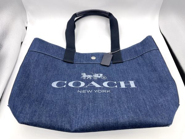 ヤフオク! - COACH コーチ トートバッグ キャンバス デニム ブル...