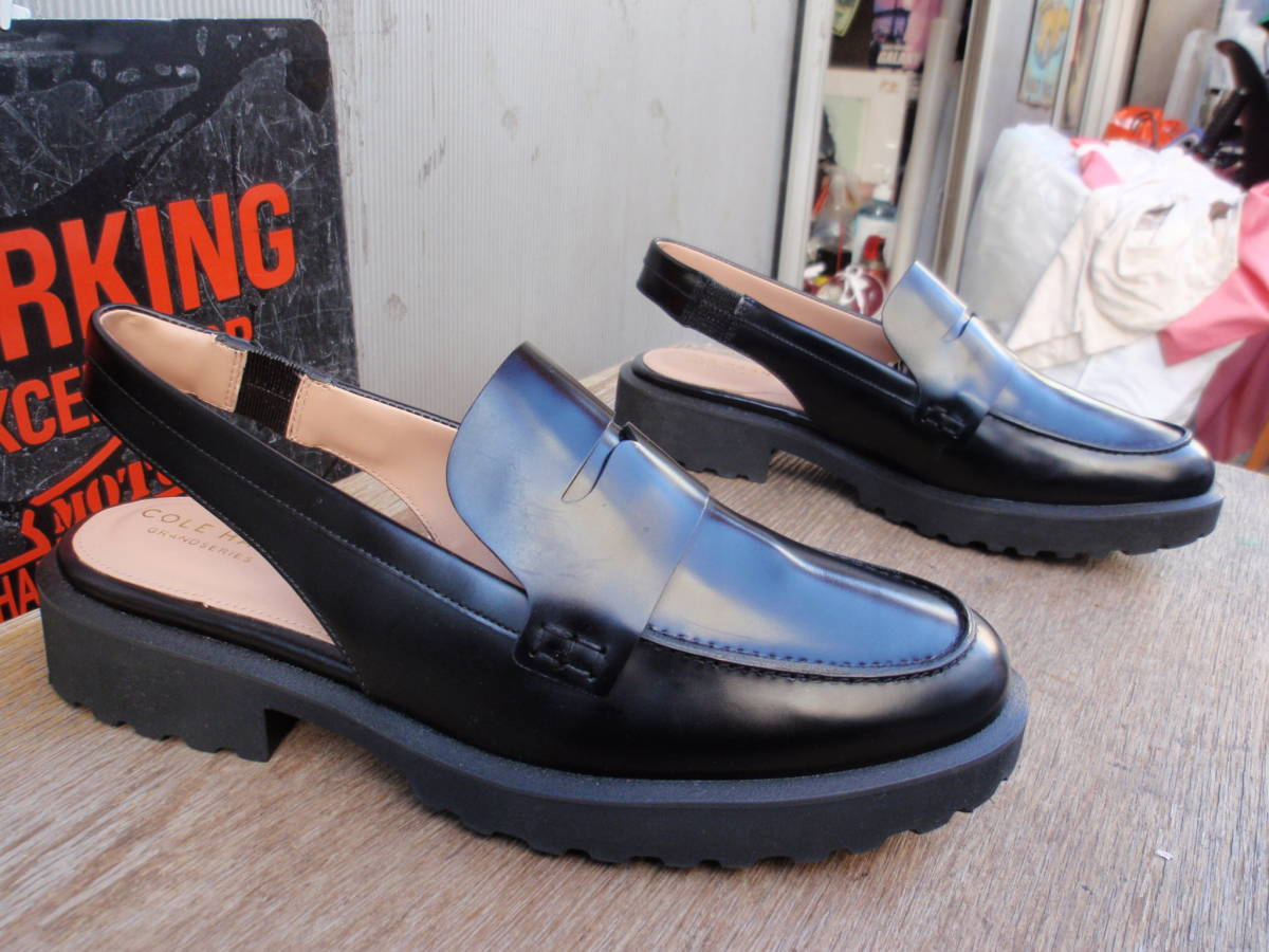  unused! Cole Haan black leather. Loafer shoes / sandals size 6.1/2B