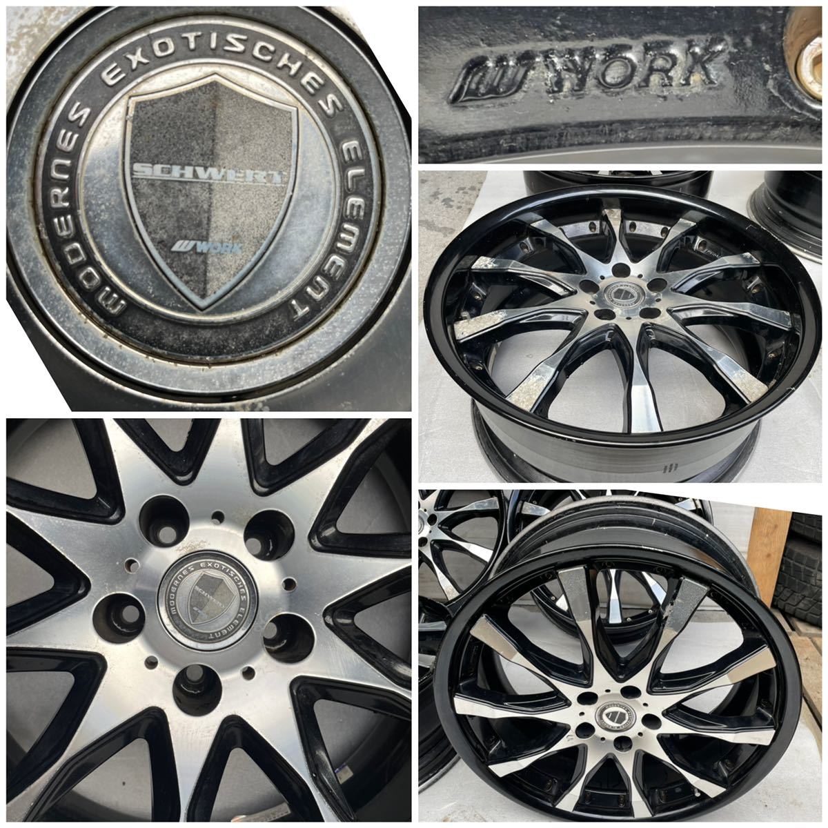 日本製 WORK SCHWERT SW2 ワークシュバート 20インチ×8.5J/9.5J+40/45 PCD114.3 5穴中古ホイールのみ4本セット