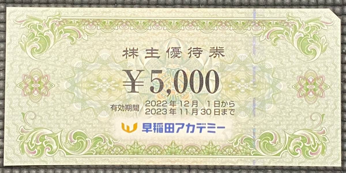 早稲田アカデミー 株主優待券 5000円×1枚 有効期限 2023年11月30日迄
