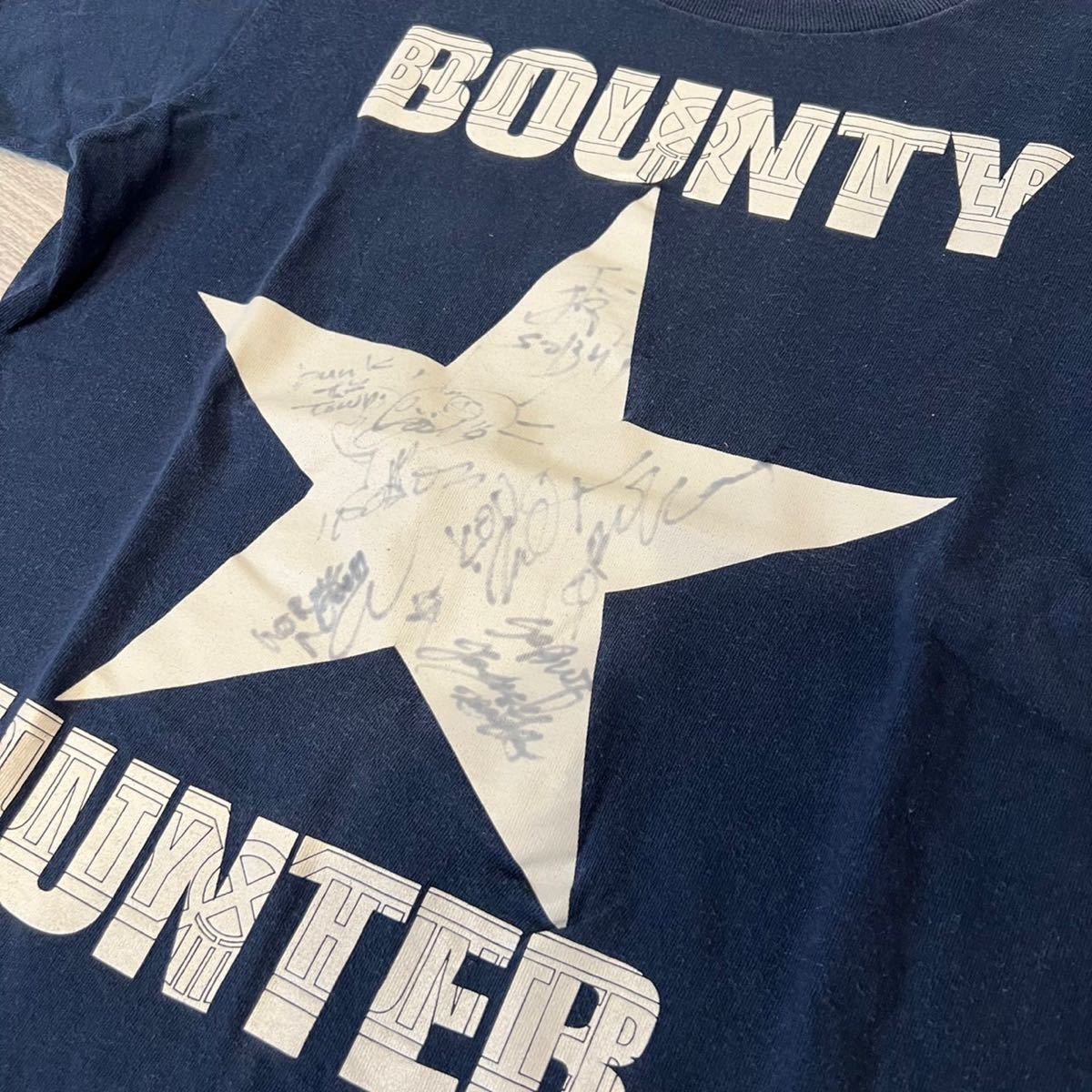 激レア 初期 USA製 bounty hunter SOBUT サイン入り プリントTシャツ Sサイズ バウンティーハンター ソバット 半袖Tシャツ ネイビー_画像3